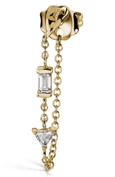 Maria Tash Yellow Gold Baguette And Triangle Diamond Chain Wrap Stud Earring In Yellow Gold/ Diamond