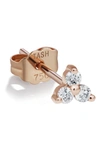Maria Tash Large Diamond Trinity Stud Earring In Rose Gold/ Diamond