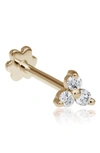 Maria Tash Diamond Trinity Threaded Stud Earring In Yellow Gold/ Diamond