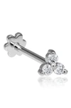 Maria Tash 18ct Large Diamond Trinity Single Threaded Stud Earring In White Gold/ Diamond