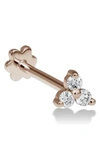 Maria Tash Diamond Trinity Threaded Stud Earring In Rose Gold/ Diamond