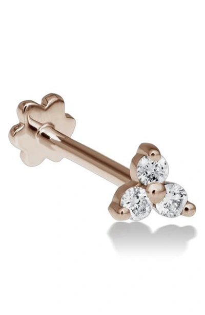 Maria Tash Diamond Trinity Threaded Stud Earring In Rose Gold/ Diamond
