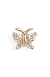 Maria Tash Diamond Butterfly Stud Earring In Rose Gold/ Diamond