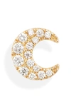 Maria Tash Diamond Pave Moon Stud Earring In Yellow Gold/ Diamond