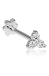 Maria Tash 18ct Large Diamond Trinity Single Threaded Stud Earring In White Gold/ Diamond
