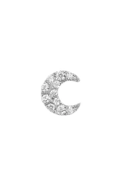 Maria Tash Small Diamond Moon Stud Earring In White Gold/ Diamond