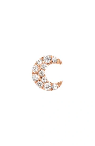 Maria Tash Small Diamond Moon Stud Earring In Rose Gold/ Diamond