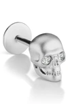 MARIA TASH MATTE SKULL THREADED STUD EARRING WITH DIAMONDS,XSK65DM