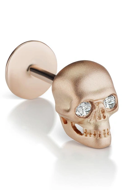 Maria Tash Matte Skull Threaded Stud Earring With Diamonds In Rose Gold/ Diamond