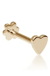 Maria Tash 14ct Heart Single Threaded Stud Earring In Yellow Gold