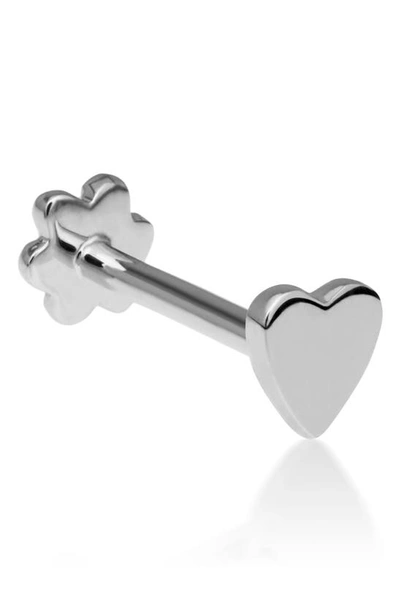 Maria Tash 14ct Heart Single Threaded Stud Earring In White Gold