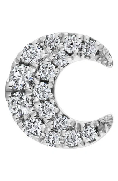 Maria Tash Diamond Moon Threaded Stud Earring In White Gold/ Diamond