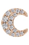 Maria Tash Diamond Moon Threaded Stud Earring In Rose Gold/ Diamond