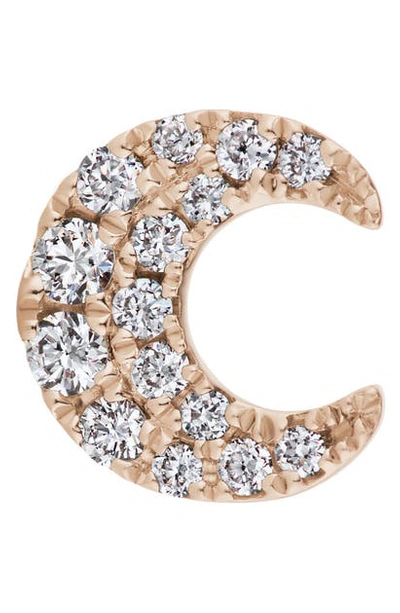 Maria Tash Diamond Moon Threaded Stud Earring In Rose Gold/ Diamond
