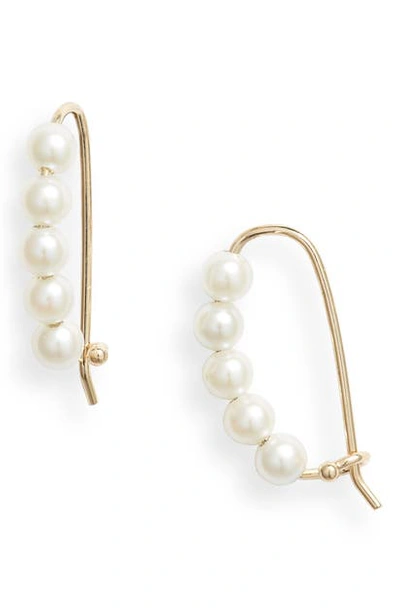 Mizuki 14k Gold Small Pearl Pin Earrings