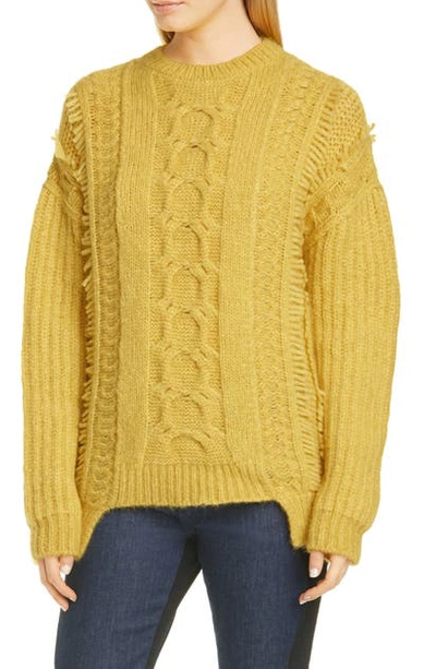 Stella Mccartney Oversized Cable-knit Alpaca-blend Sweater In Yellow