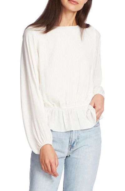 1.state Shadow Stripe Dolman Sleeve Peplum Top In Soft Ecru