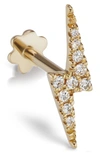 Maria Tash 11mm Diamond Lightning Bolt Stud Earring In Yellow Gold/ Diamond