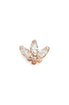Maria Tash 3mm Engraved Diamond Lotus Stud Earring In Rose Gold/ Diamond