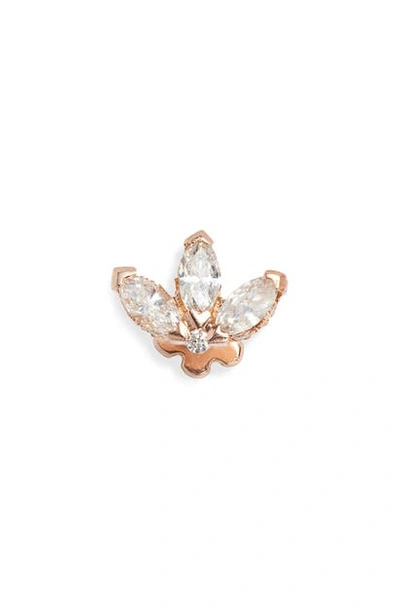 Maria Tash 3mm Engraved Diamond Lotus Stud Earring In Rose Gold/ Diamond