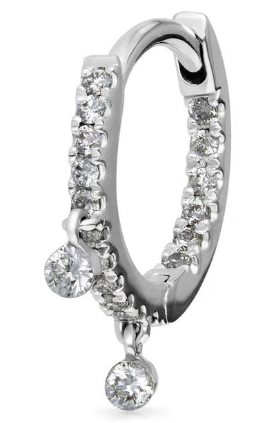 Maria Tash Double Dangle Diamond Eternity Huggie Earring In White Gold/ Diamond