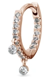 Maria Tash Double Dangle Diamond Eternity Huggie Earring In Rose Gold/ Diamond