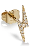 Maria Tash Gold 11mm Diamond Lightning Bolt Threaded Stud Earring In Yellow Gold/ Diamond