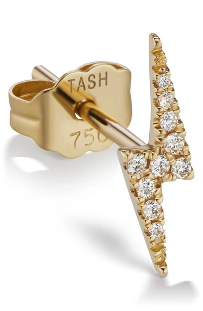 Maria Tash Gold 11mm Diamond Lightning Bolt Threaded Stud Earring