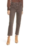 Re/done Originals High Waist Stove Pipe Jeans In Washed Chocolate