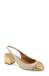 Tory Burch Minnie Slingback Pump In Dulce De Leche/ Gold