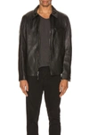 Schott Collar Lamb Leather Jacket In Black