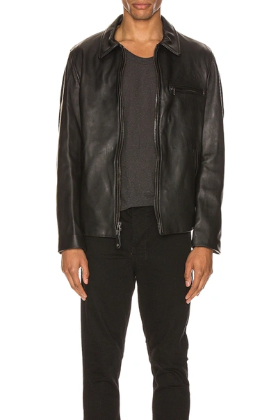 Schott Collar Lamb Leather Jacket In Black