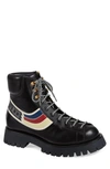 Gucci Oliver Web-stripe Leather Hiking Boots In Misc. Black