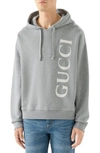 Gucci Logo Print Hoodie In Grey
