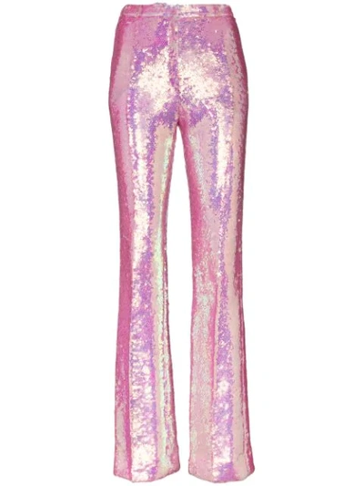 Paco Rabanne High-waist Sequinned Trousers In Pink