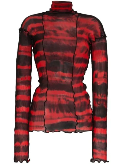 Asai Tie-dye Long Sleeve Top In Red