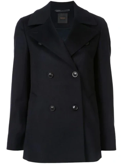 Agnona Cashmere Jersey Double-breasted Jacket In Black