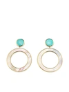 IPPOLITA 18KT YELLOW GOLD POLISHED CANDY STONE DOT AND OPEN CIRCLE TURQUOISE AND MOTHER-OF-PEARL EARRINGS