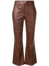 BRUNELLO CUCINELLI CROPPED LEATHER FLARED TROUSERS