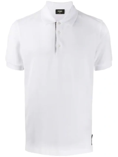 Fendi Men's Ff-placket Polo Shirt In White