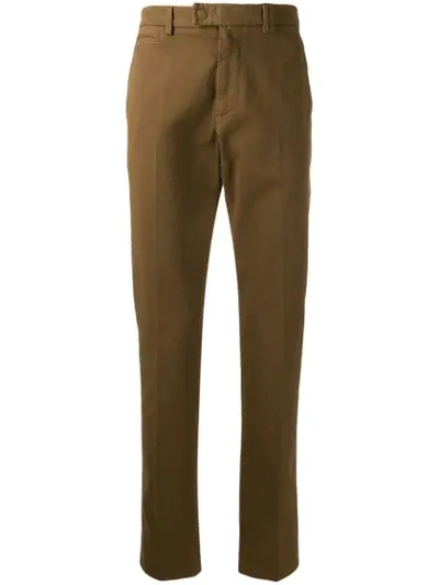 Fendi Ribbed Detailing Chino Trousers In Brown