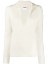 Jil Sander Deep V-neck Jumper In Neutrals