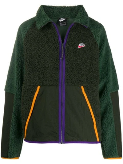 Nike Zip-front Fleece Sweatshirt In Green