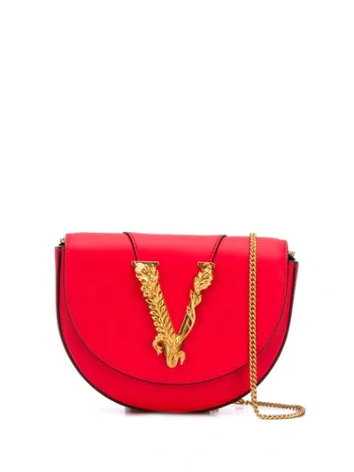 Versace Virtus Smooth Leather Belt Bag In Red