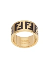 Fendi Monogram Pattern Ring In Gold