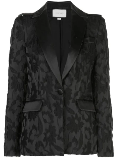 Alexis Claudya Double-button Floral Jacquard Blazer In Black