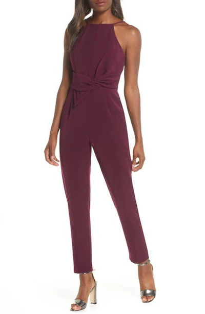 Adelyn Rae Jordan Bow Jumpsuit In Plum