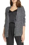 Atm Anthony Thomas Melillo Sequin Metallic Cardigan In Charcoal/ Silver