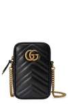Gucci Gg Marmont Mini Leather Crossbody Bag In Black