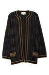 GUCCI METALLIC STRIPE WOOL BLEND SWEATER JACKET,606003XKA3T